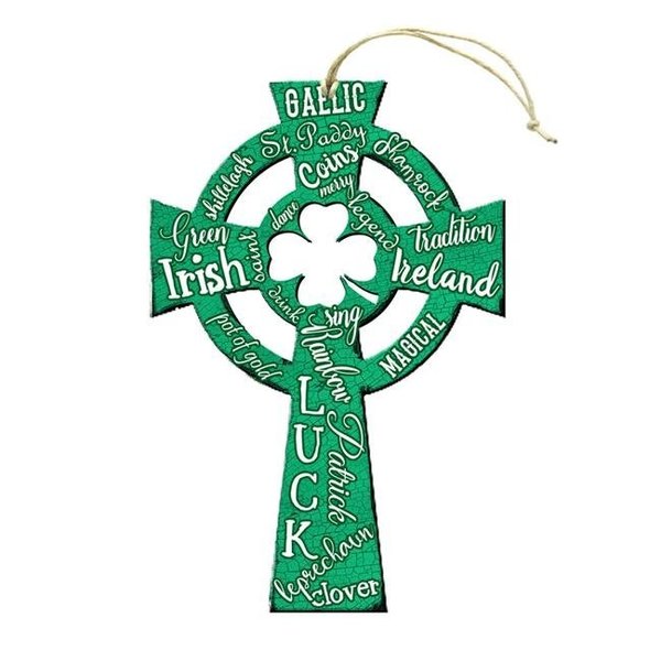 Designocracy Designocracy 99751W-O Irush Luck Cross Wooden Ornament 99751W-O